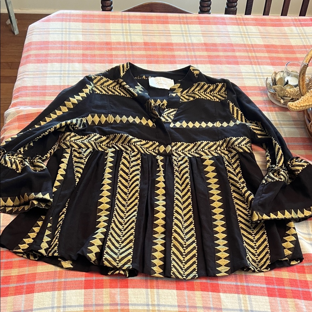 Kasia black and gold tunic shirt